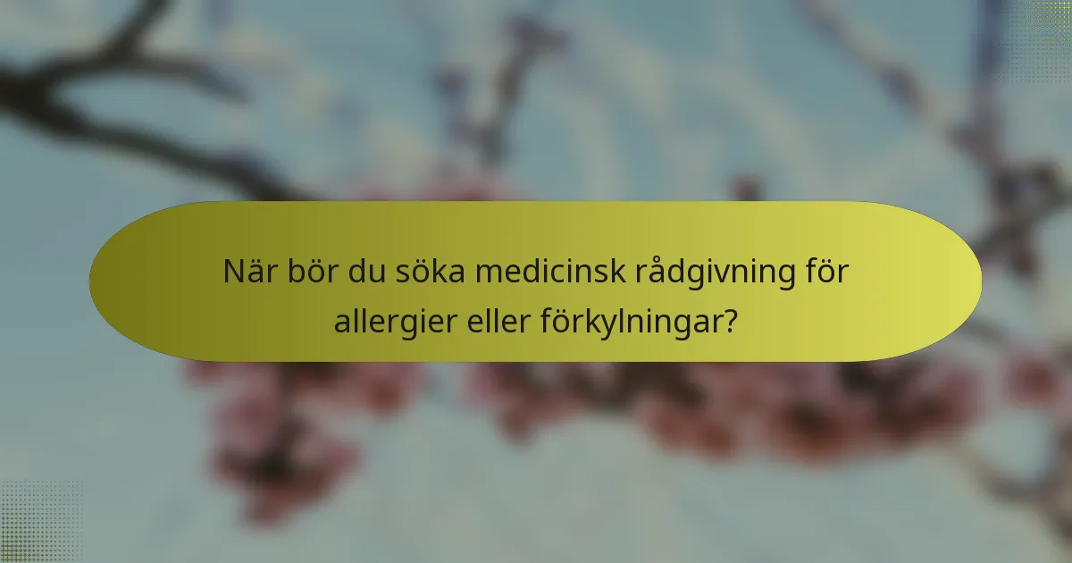 När bör du söka medicinsk rådgivning för allergier eller förkylningar?